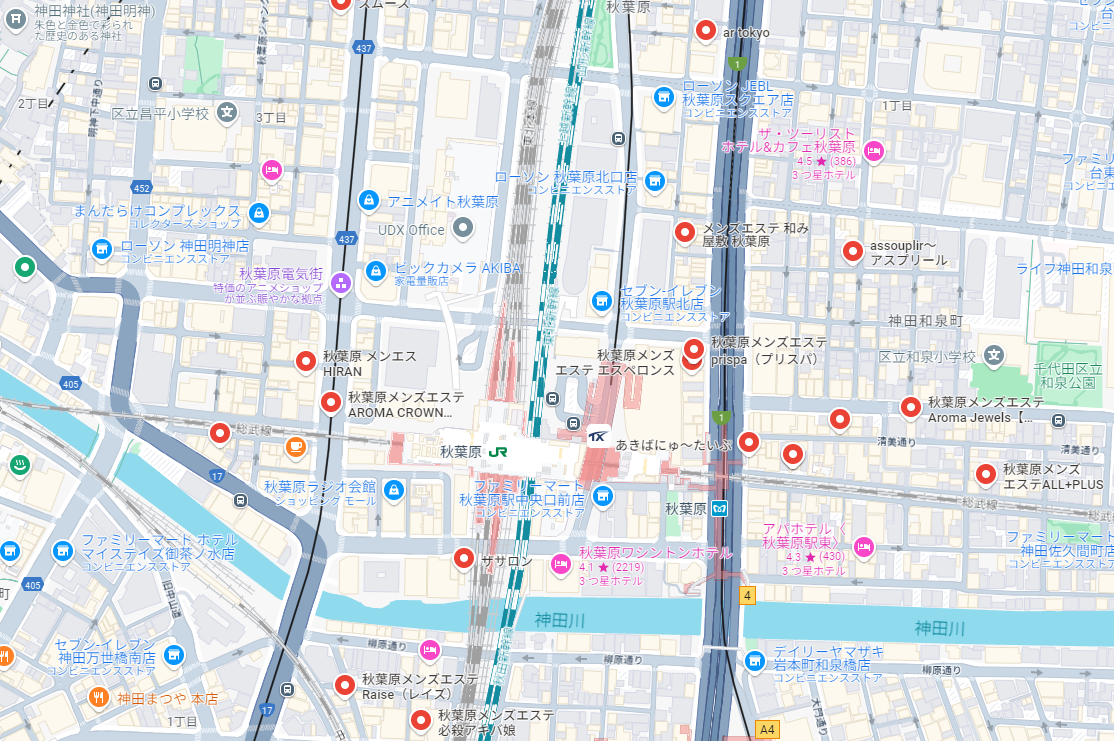 秋葉原メンズエステ地図